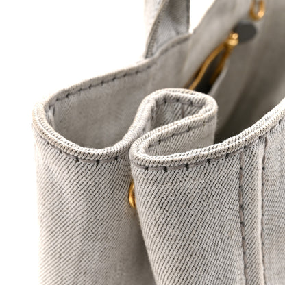 Prada Denim Logo Tote White 12 of 15