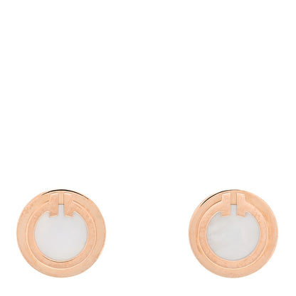 Tiffany 18K Rose Gold Mother of Pearl T Circle Earrings 1 of 4