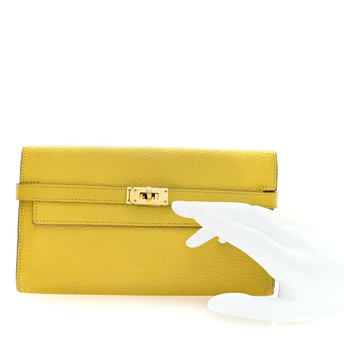 Hermes Chevre Mysore Kelly Longue Wallet Cumin 2 of 8