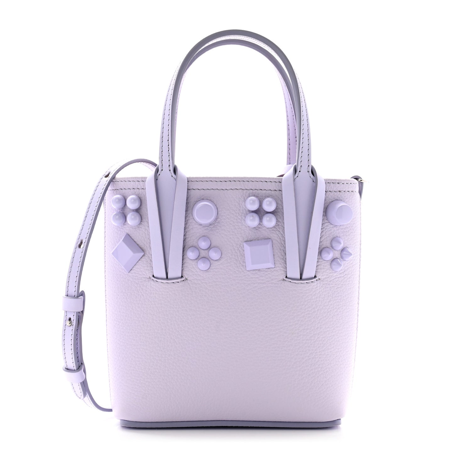 Calfskin Empire Spike Studded Mini North South Cabata Tote Lilac Smoke