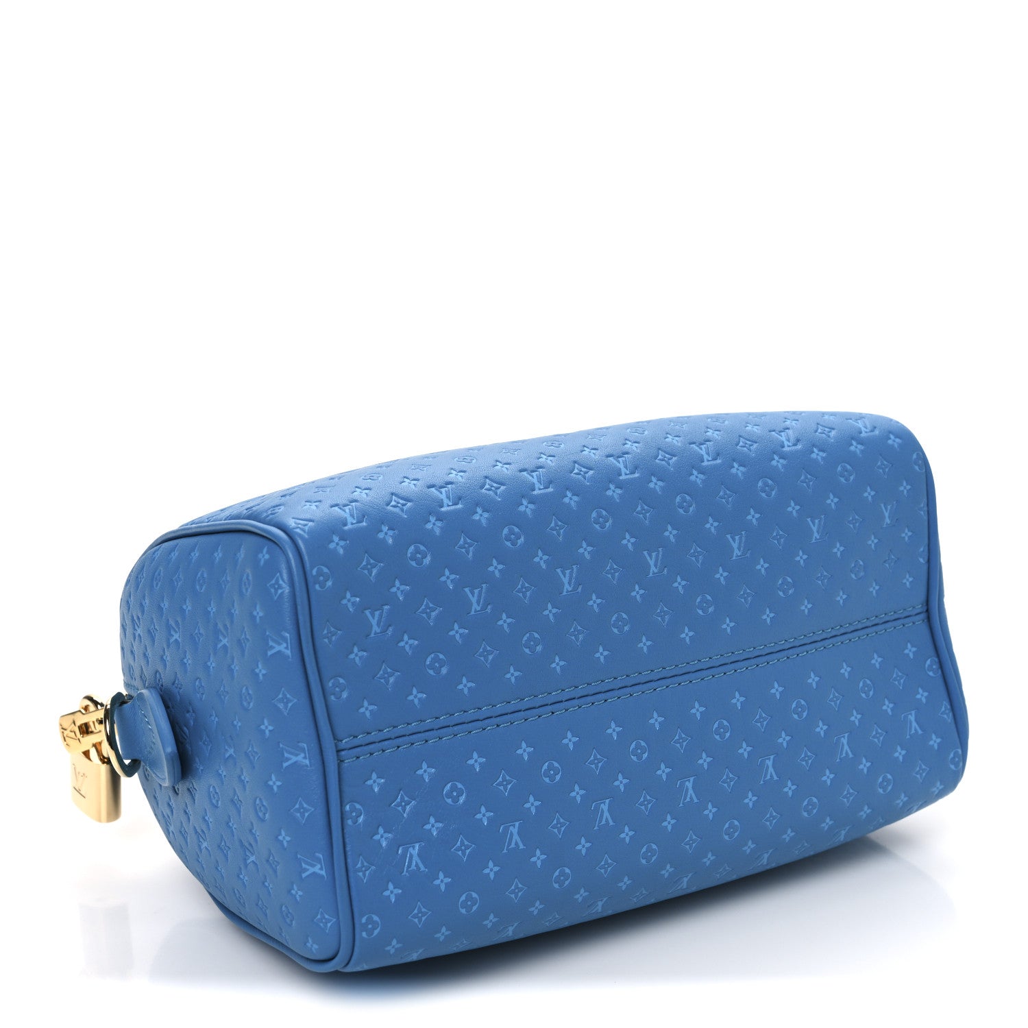 Louis Vuitton Calfskin Nanogram Embossed Speedy Bandouliere 20 Blue 4 of 9