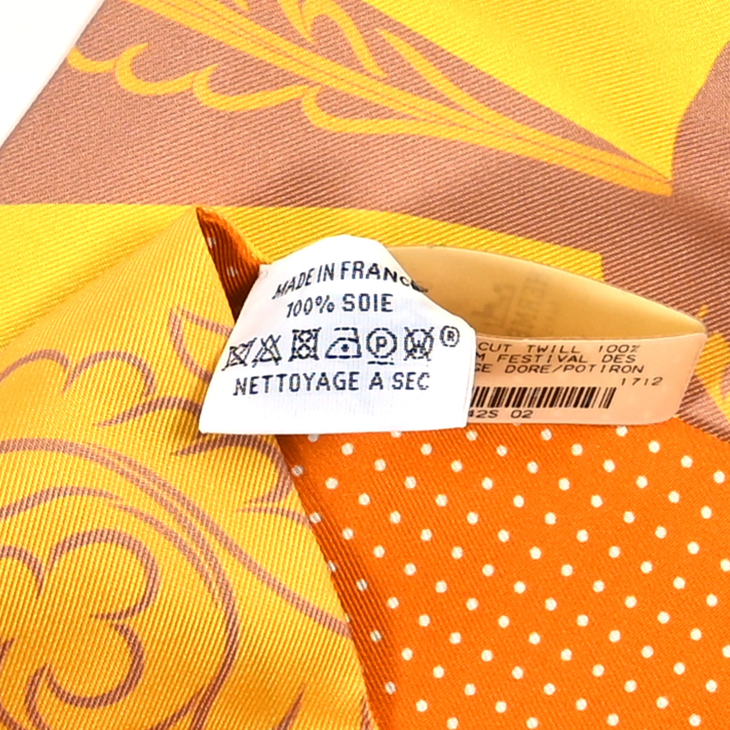 Silk Festival des Amazones Tattoo à Pois Maxi Twilly Jaune Beige Dore Potiron
