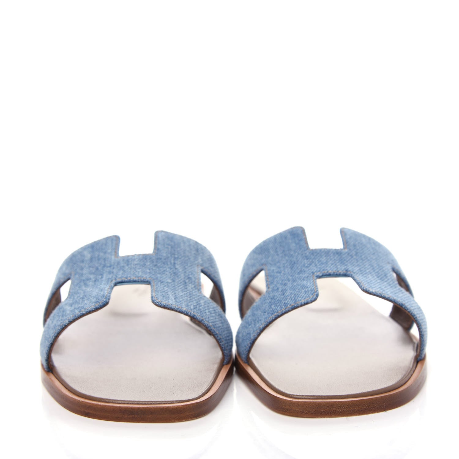 Hermes Denim Canvas Oran Sandals 36.5 Bleu Clair 2 of 11