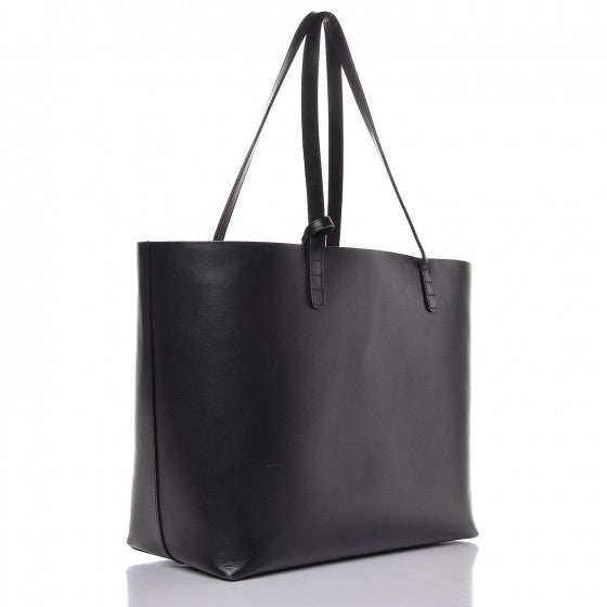 Calfskin Small Shopping Tote Black Flamma