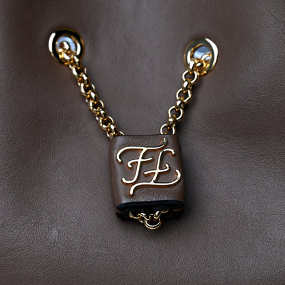 Fendi Vitello Grace King Karligraphy Chain Bucket Bag Moka Cuoio 5 of 5