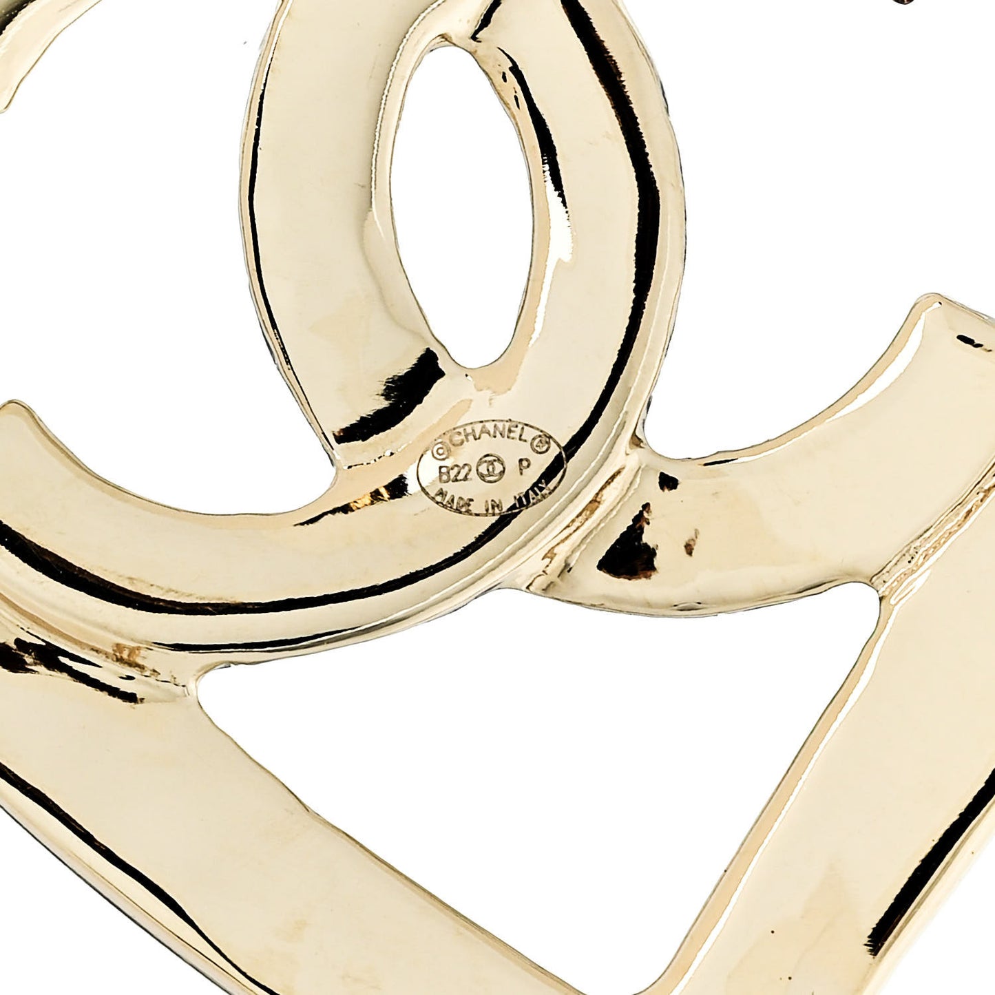 Metal CC Heart Coco In Love Hoop Earrings Gold