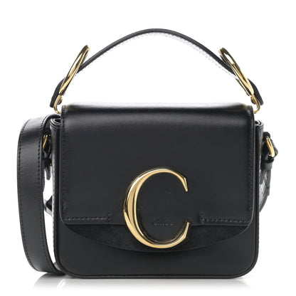 Chloe Shiny Calfskin Suede Mini C Double Carry Black 1 of 14