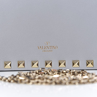 Valentino Garavani Calfskin Rockstud Wallet on Chain Pastel Grey 9 of 11