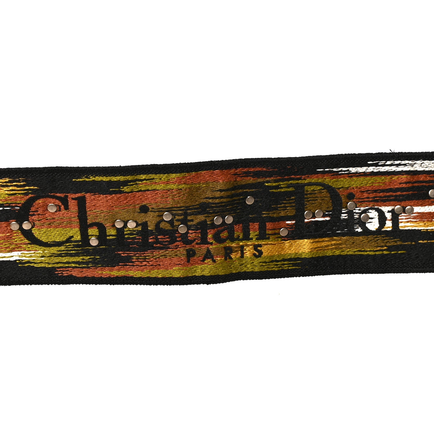 Christian Dior Canvas Embroidered Studded Adjustable Shoulder Strap Black Multicolor 3 of 5