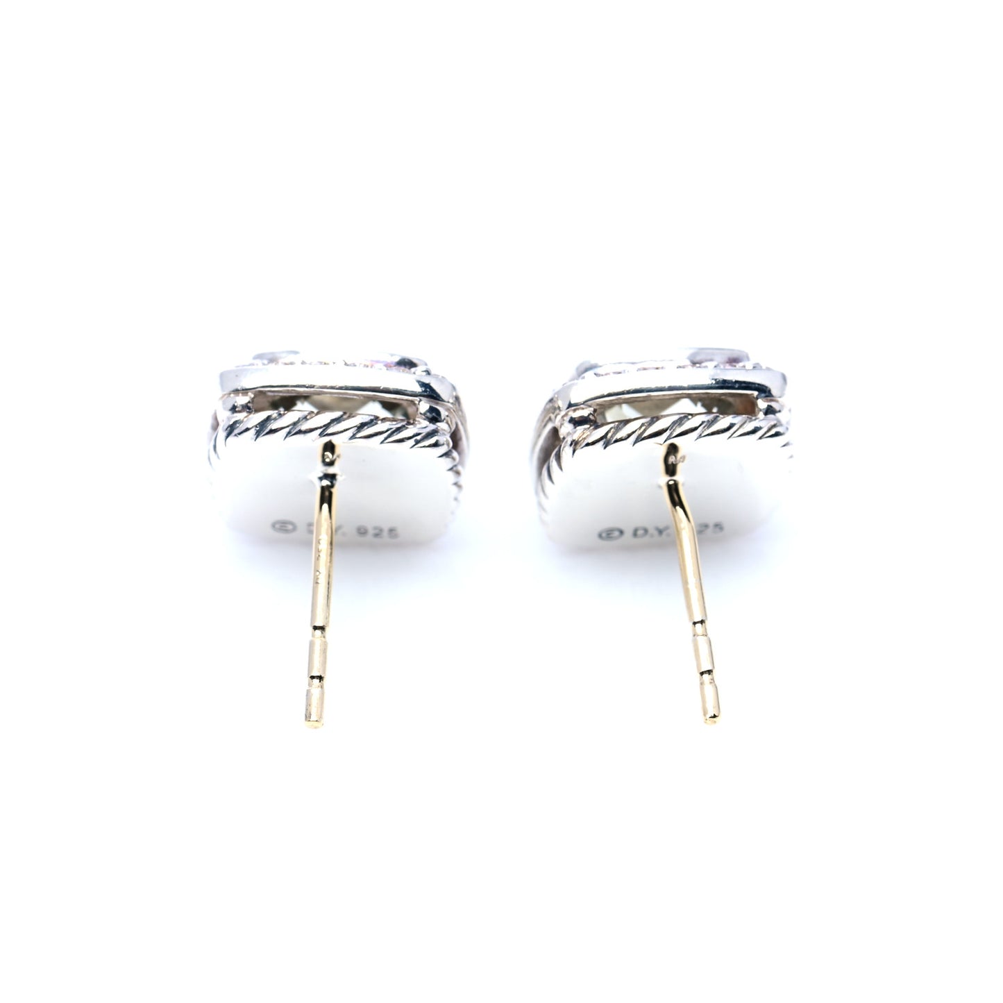 Sterling Silver Diamond Prasiolite 7mm Petite Albion Earrings