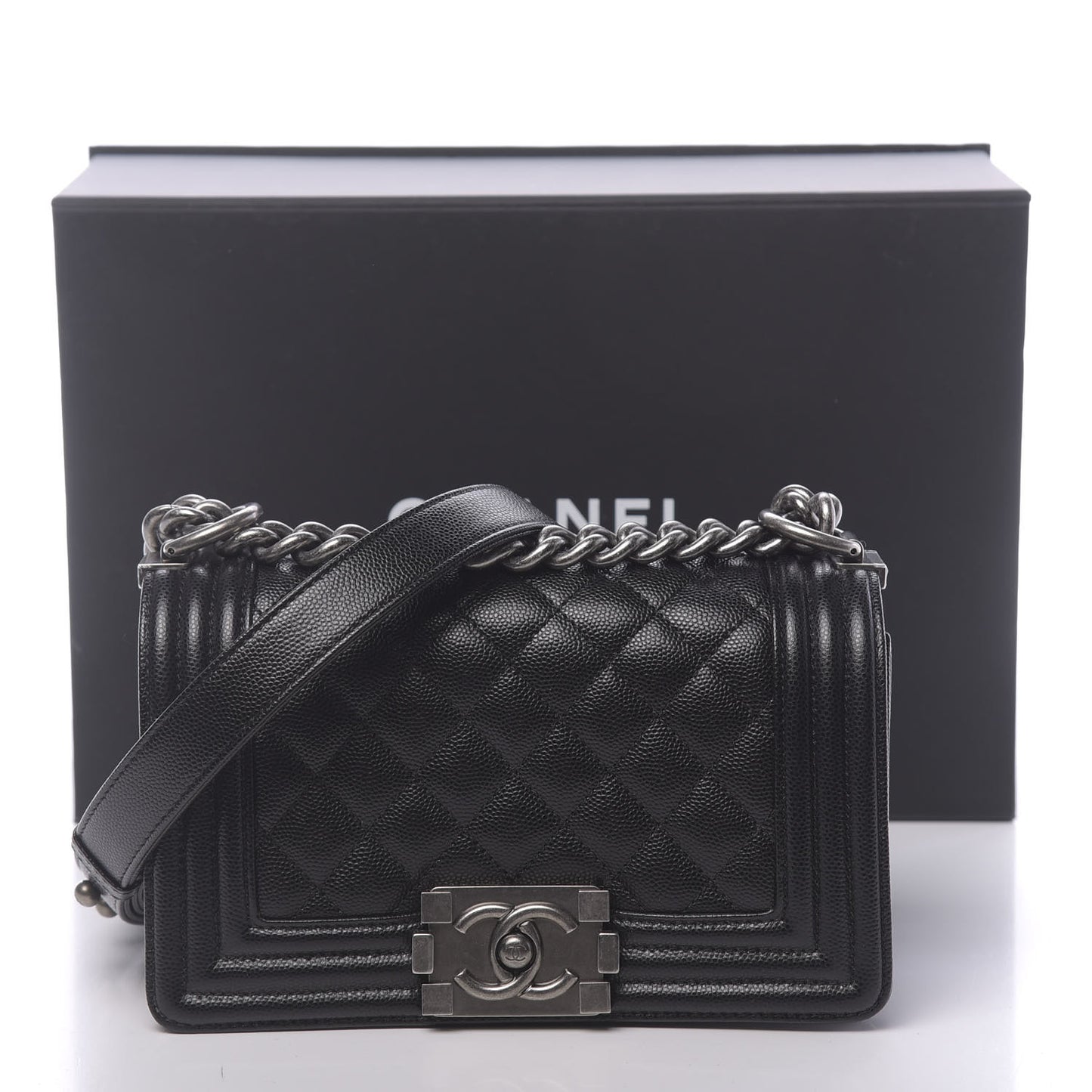 Caviar Quilted Small Boy Flap Black