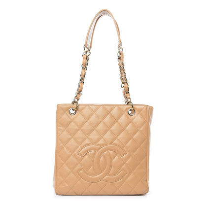 Chanel Caviar Quilted Petit Shopping Tote PST Dark Beige 1 of 15