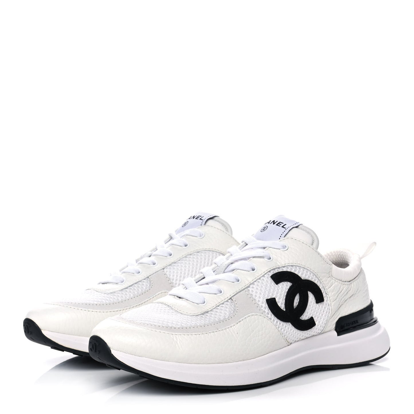 Calfskin Mesh Lycra Suede Womens Logo Sneakers 40 White