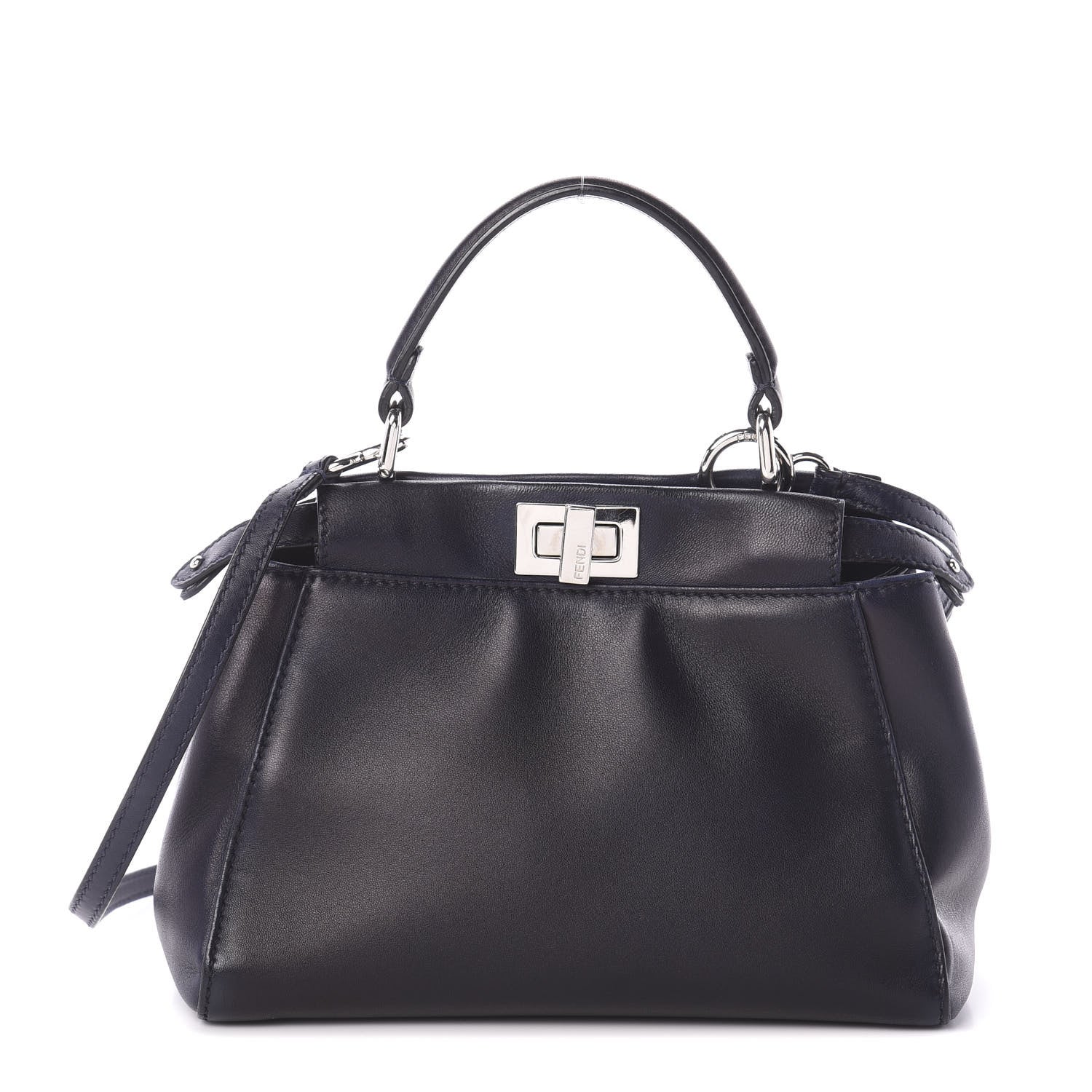 Fendi Nappa Mini Peekaboo Iconic Satchel Dark Blue 1 of 9