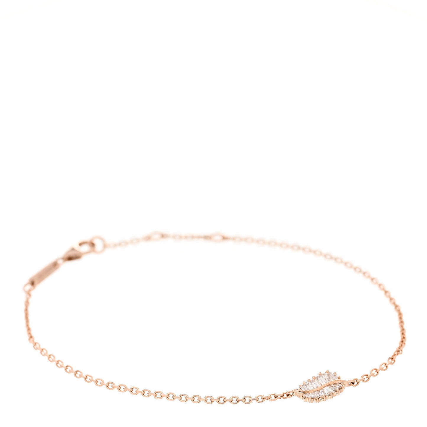 18K Rose Gold Diamond Small Palm Leaf Chain Bracelet