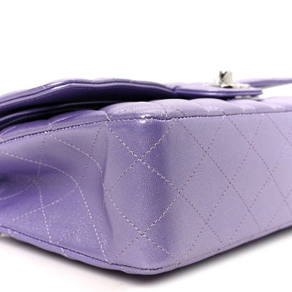 Chanel Metallic Lambskin Quilted Medium Double Flap Purple 9 of 11
