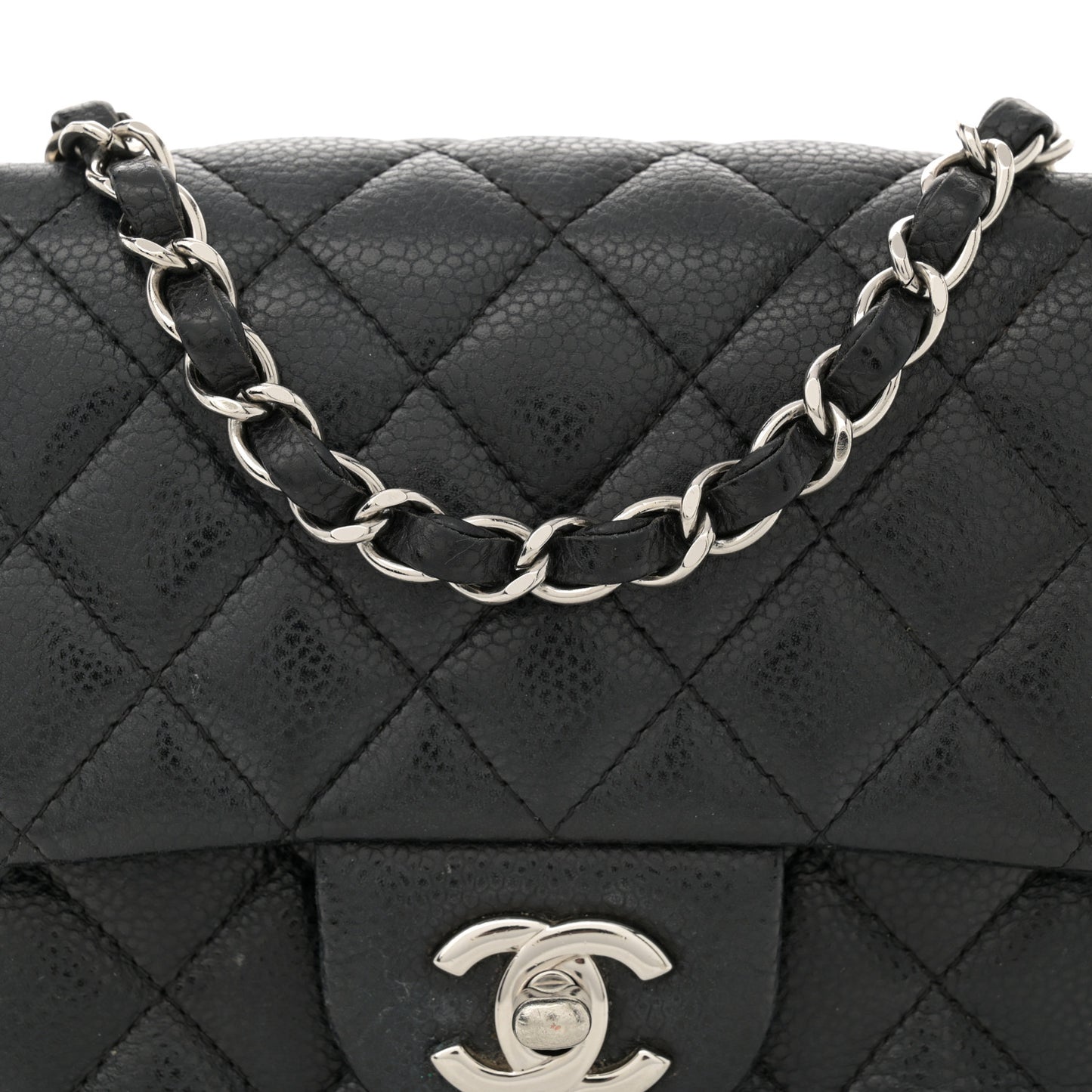 Caviar Quilted Mini Square Flap Black