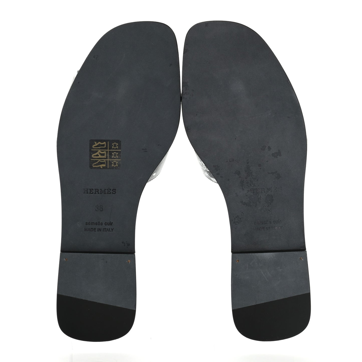Calfskin Peinture Fraiche Oran Sandals 38 White Black
