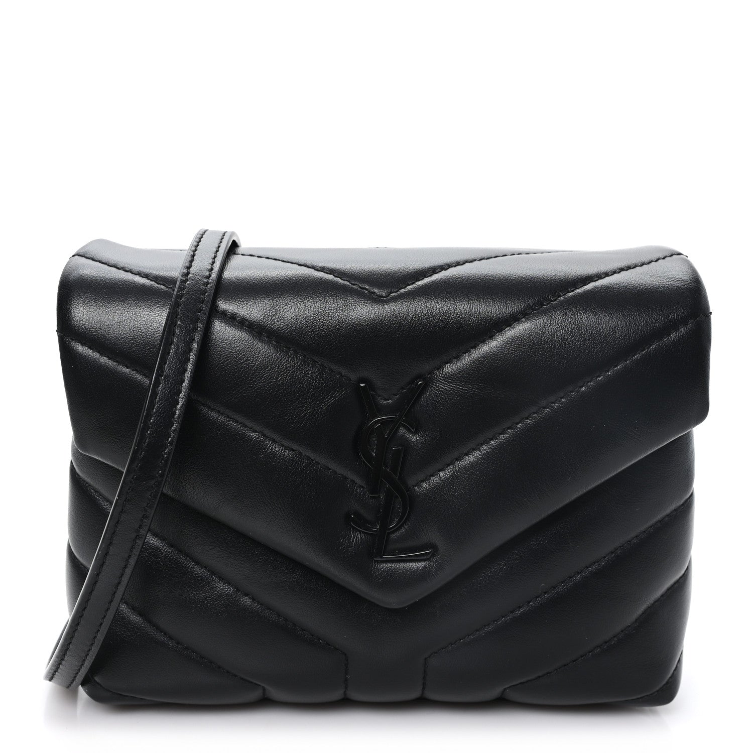 Saint Laurent Calfskin Y Quilted Monogram Monochrome Toy Loulou Crossbody Bag Black Black 1 of 11