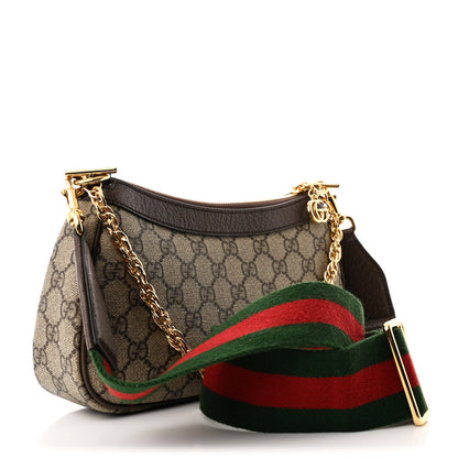 Gucci GG Supreme Monogram Textured Dollar Calfskin Web Small Ophidia GG Handbag Beige Ebony New Acero 3 of 11