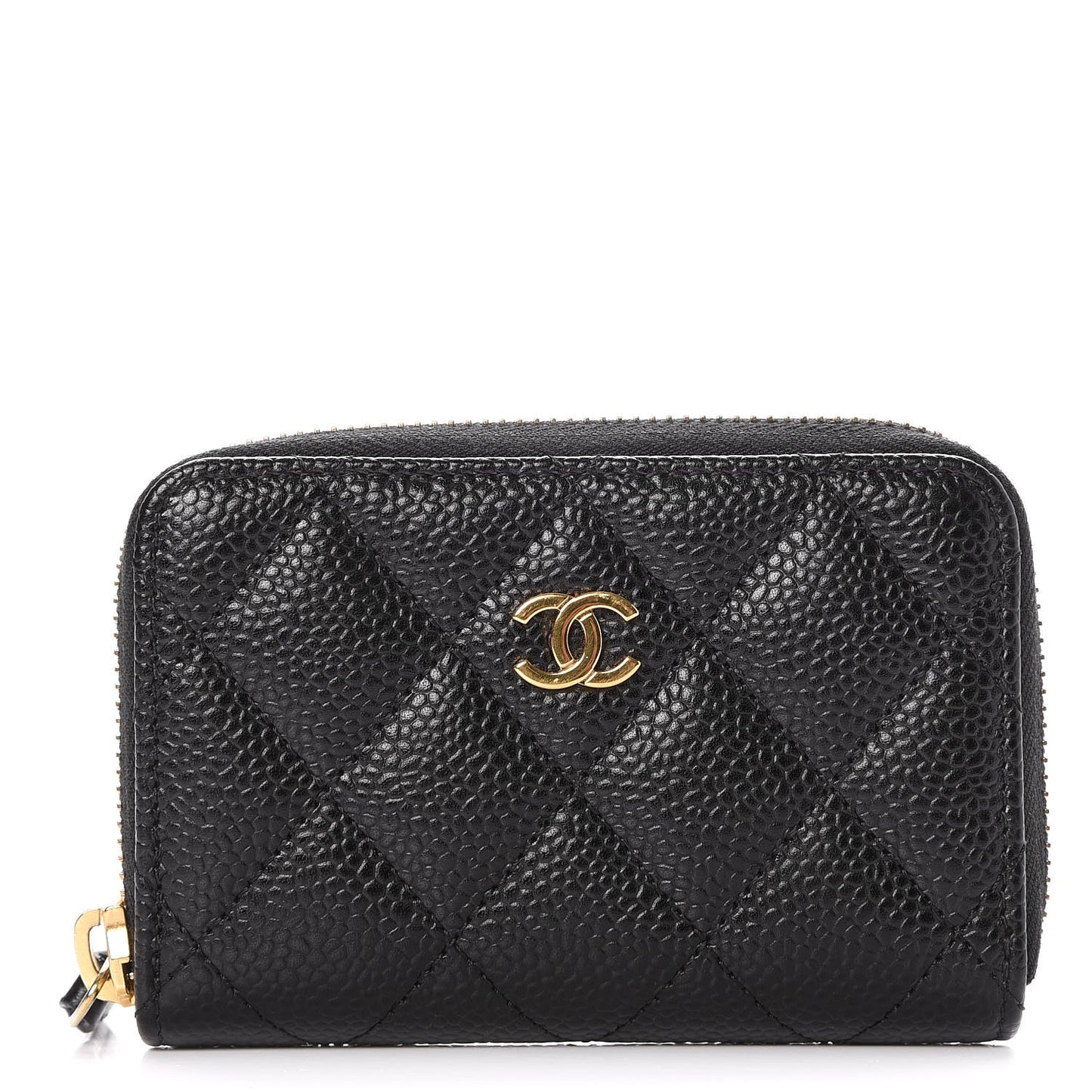 Caviar Quilted Zip Coin Purse Black