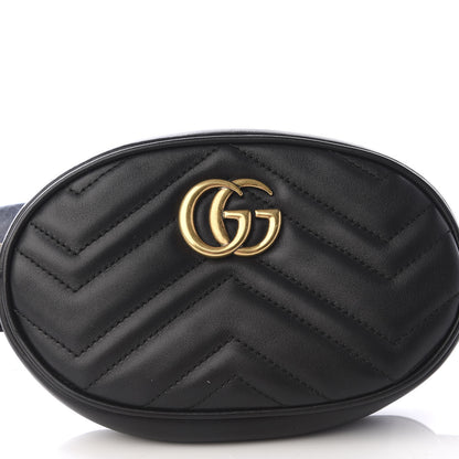 Gucci Calfskin Matelasse GG Marmont Belt Bag 85 34 Black 7 of 9