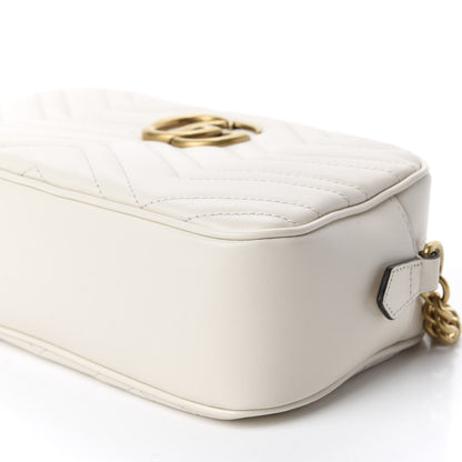 Gucci Calfskin Matelasse Small GG Marmont Chain Shoulder Bag White 7 of 10