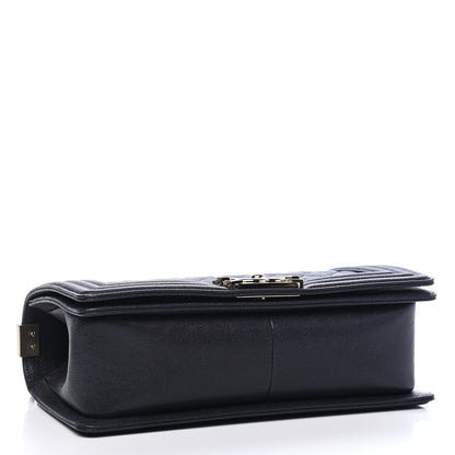 Chanel Caviar Quilted Medium Boy Flap Dark Navy Blue 3 of 8