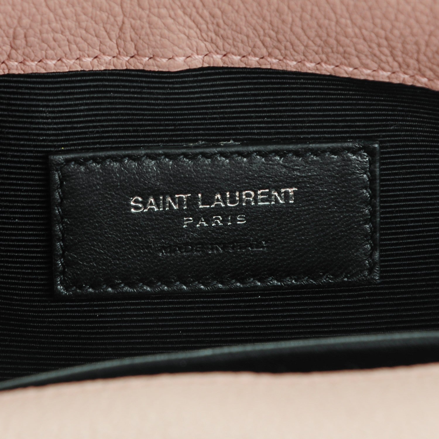 Saint Laurent Grained Calfskin Matelassé Chevron Monogram Classic Baby Chain Bag Pale Pink 6 of 7
