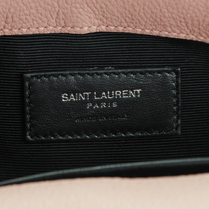 Saint Laurent Grained Calfskin Matelassé Chevron Monogram Classic Baby Chain Bag Pale Pink 6 of 7