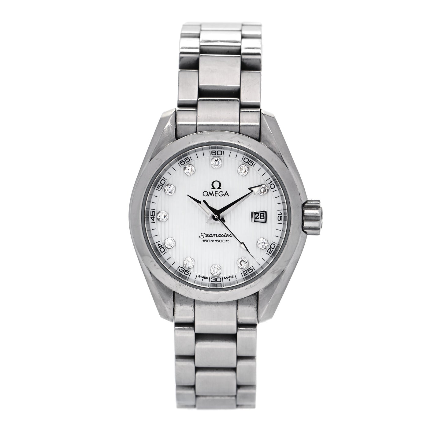 Stainless Steel Diamond 30mm Seamaster Aqua Terra 150M Seamaster Co-Axial Quartz Watch White 231.10.30.61.55.001