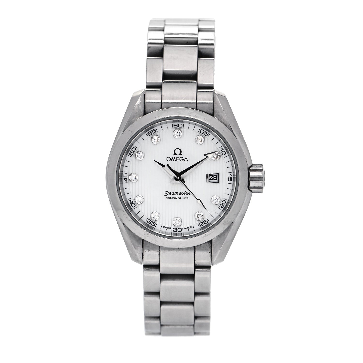 Omega Stainless Steel Diamond 30mm Seamaster Aqua Terra 150M Seamaster Co-Axial Quartz Watch White 231.10.30.61.55.001 1 of 5