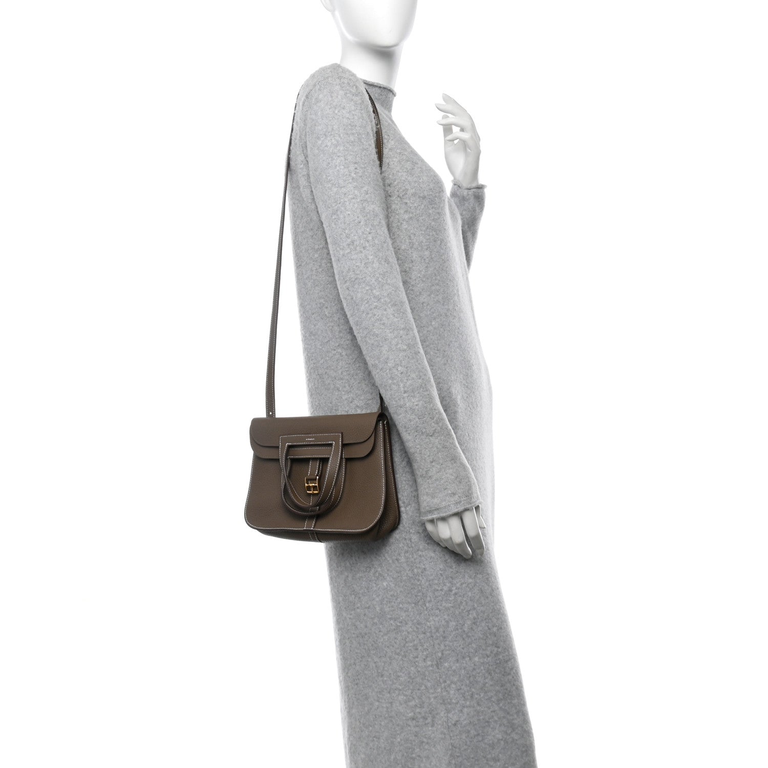 Hermes Taurillon Clemence Halzan 25 Etoupe 2 of 10