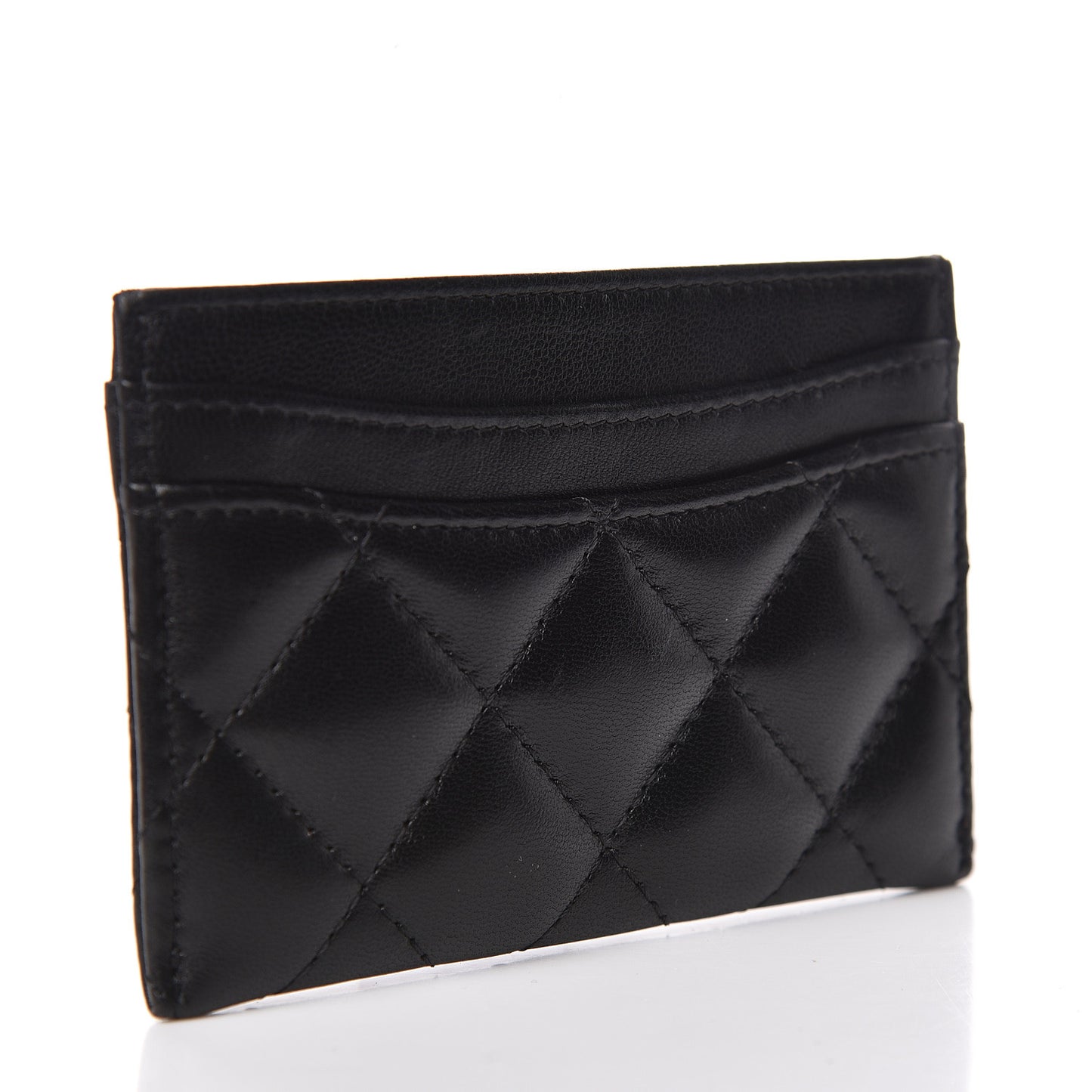 Lambskin Quilted Card Holder Black