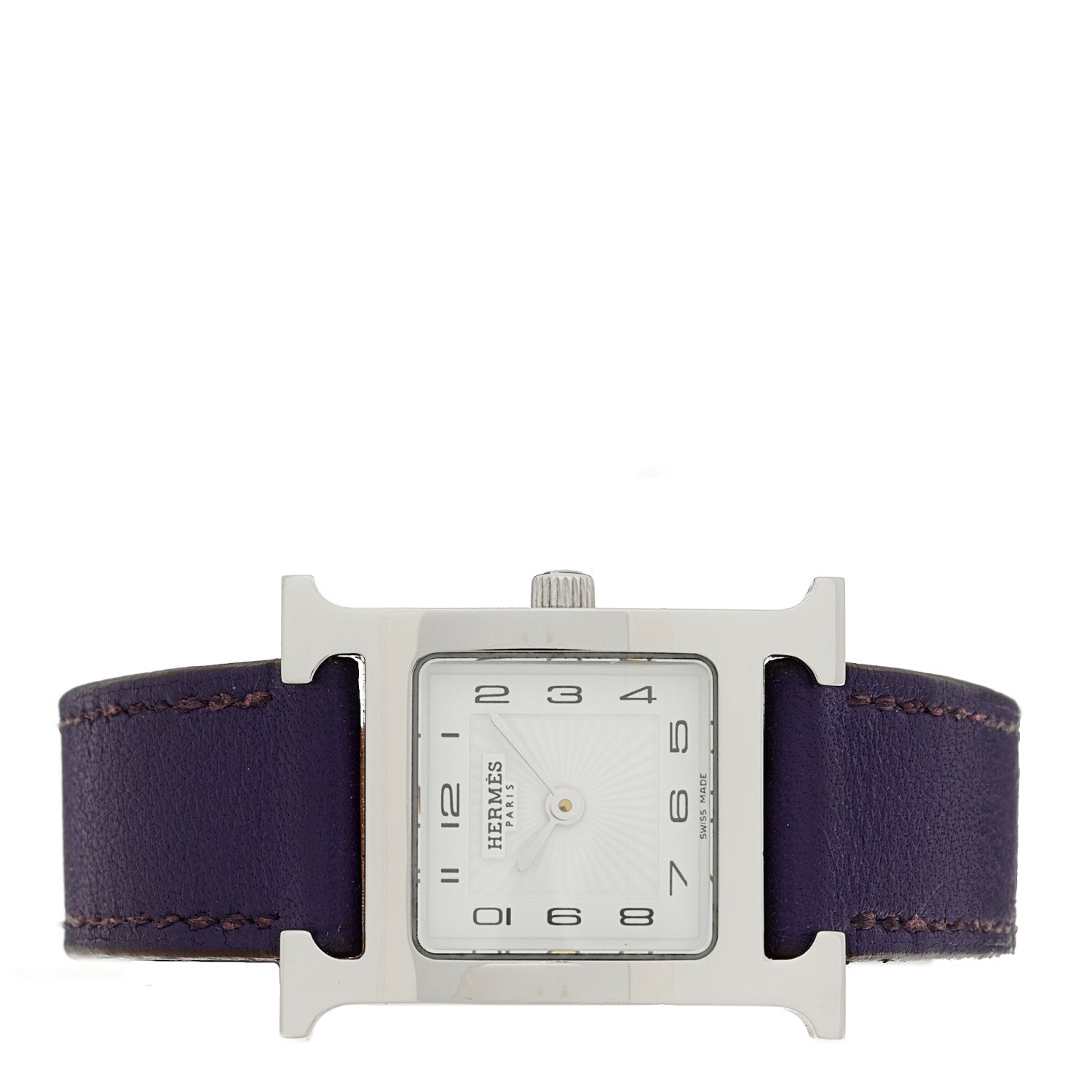 Hermes Stainless Steel Swift 21mm Heure H Hour Quartz Watch Iris