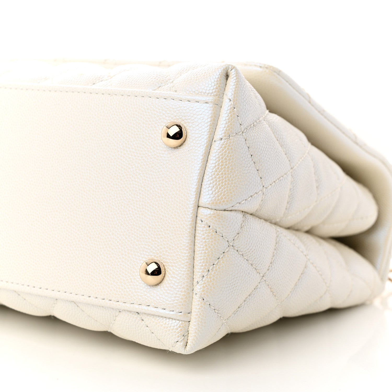 Chanel Iridescent Caviar Quilted Small Coco Handle Flap White 10 of 11