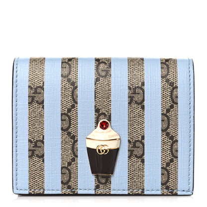 Gucci GG Supreme Monogram Vitello Eclipse Ice Cream Stripes Card Case Wallet Beige Ebony Paradise Cloud 1 of 7