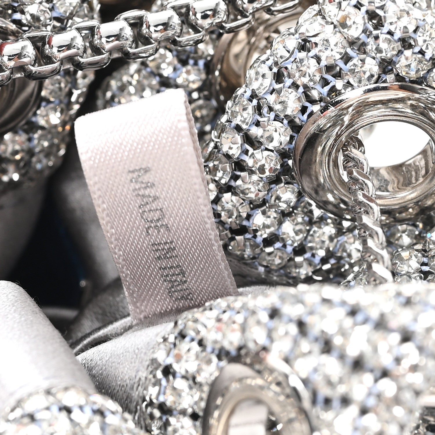 Jimmy Choo Satin Crystal Embellished Micro Bon Bon Bag Silver 7 of 10