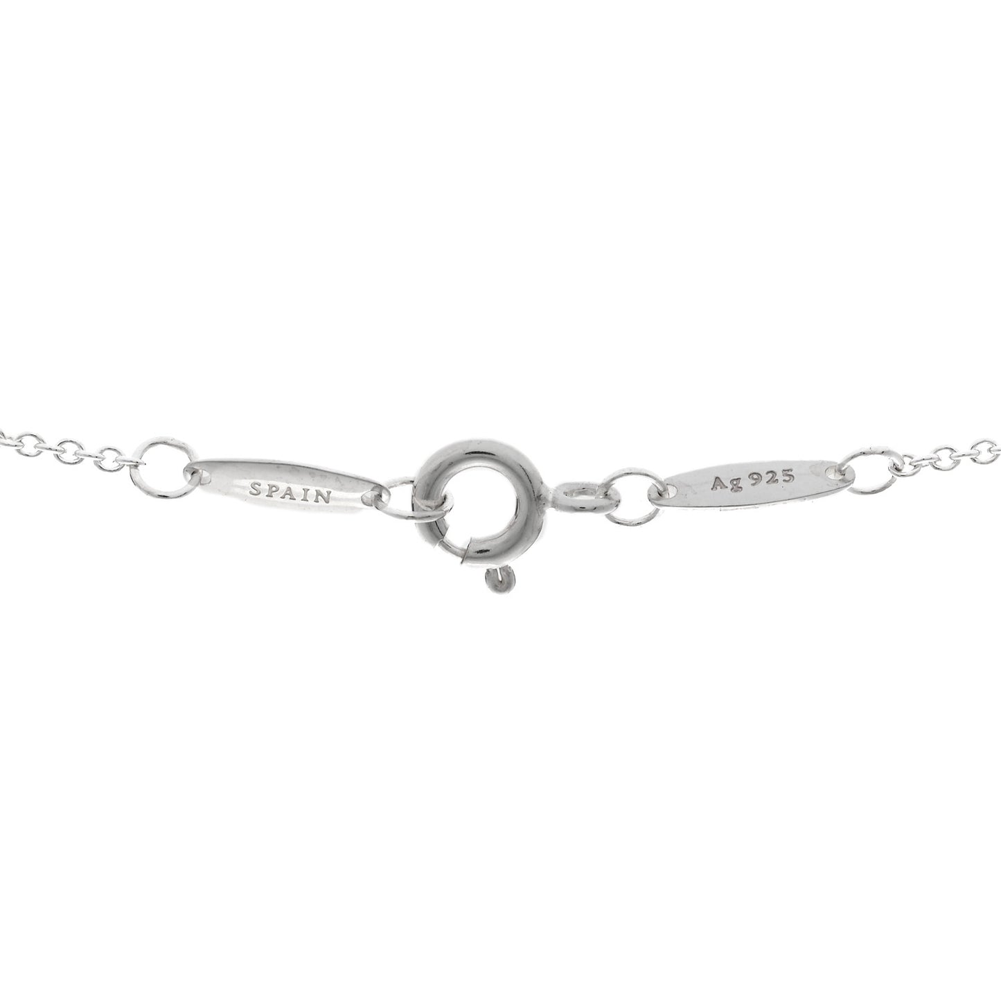 Sterling Silver Black Jade Elsa Peretti Open Heart Pendant Necklace