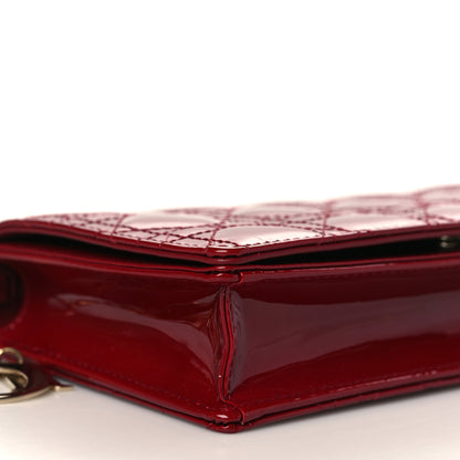 Christian Dior Patent Cannage Lady Dior Chain Wallet Rouge Ceris 8 of 10