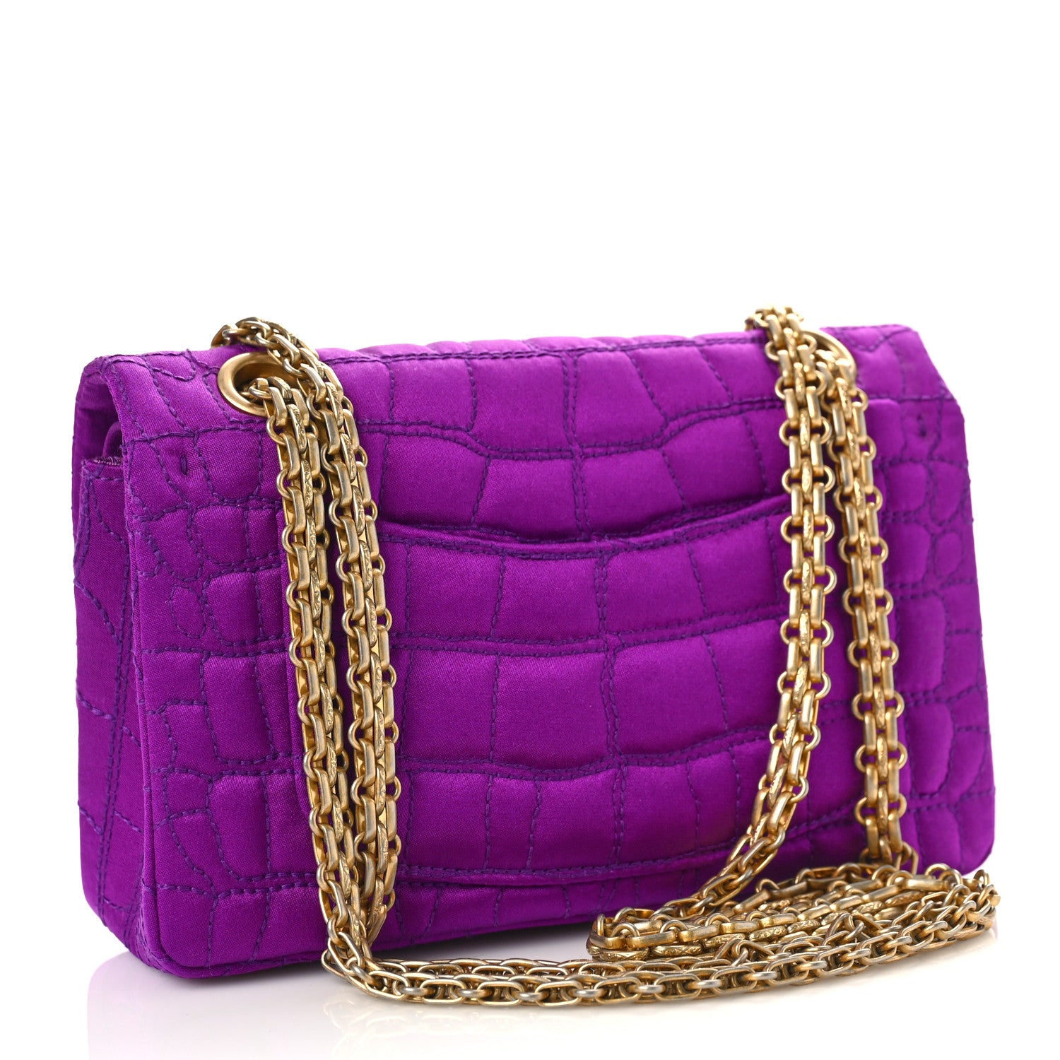Chanel Satin Coco's Croc 2.55 Reissue 224 Flap Purple 3 of 11