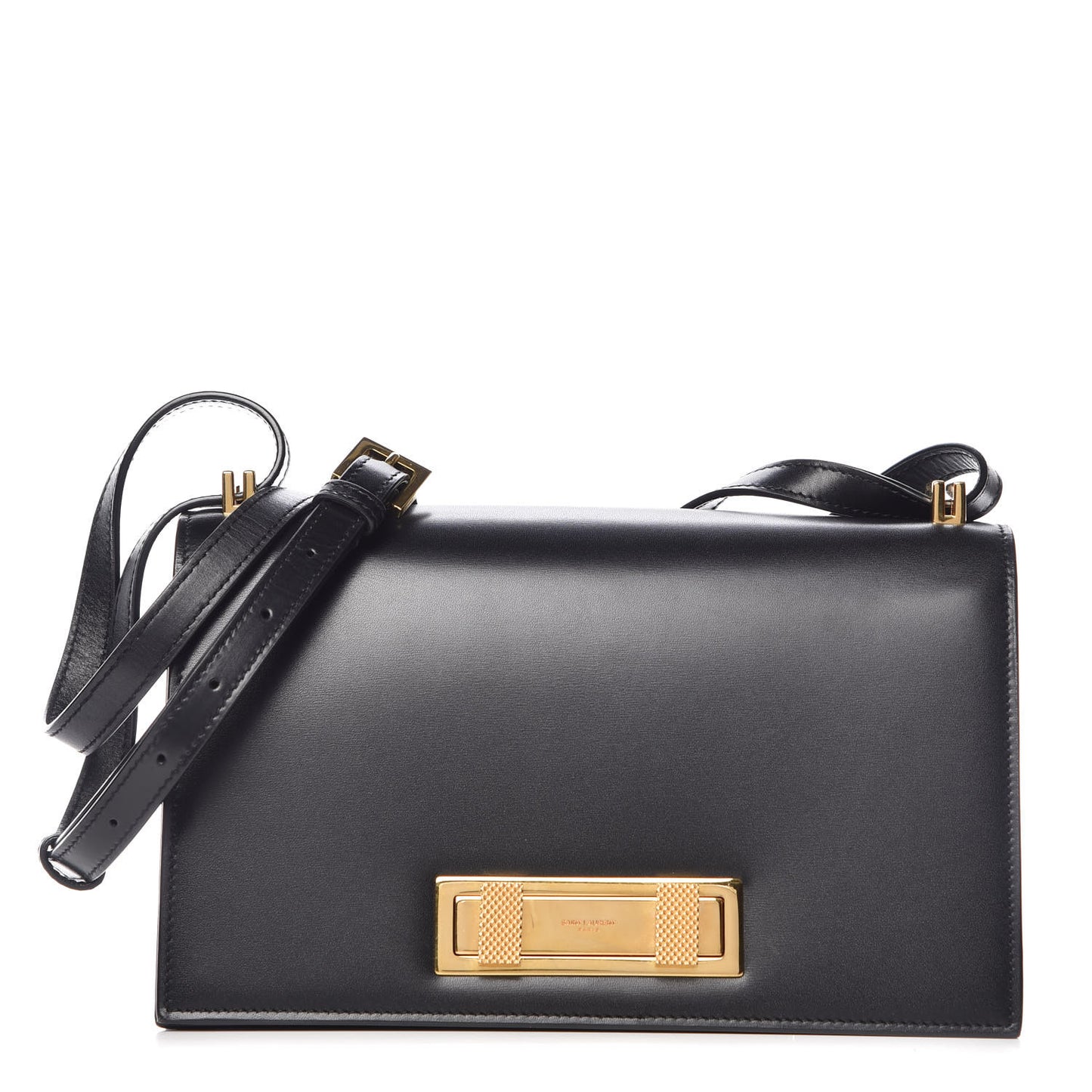 Smooth Calfskin Medium Domino Shoulder Bag Black