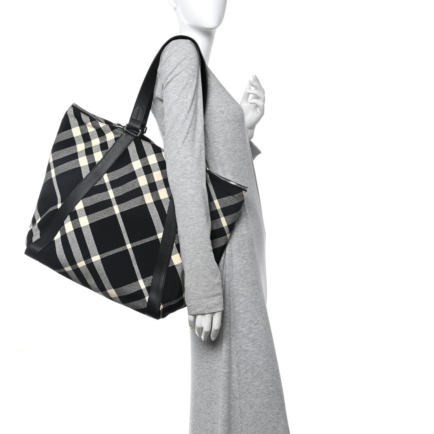 Burberry Jacquard Check Festival Tote Black White 2 of 9