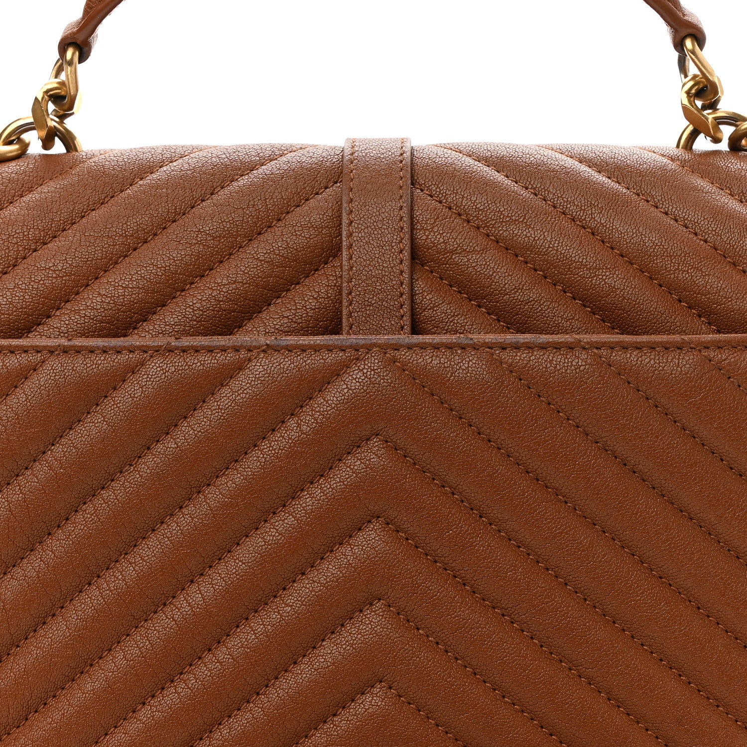 Saint Laurent Sheepskin Matelasse Chevron Monogram Medium College Bag Brick 11 of 11