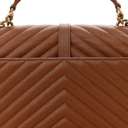 Saint Laurent Sheepskin Matelasse Chevron Monogram Medium College Bag Brick 11 of 11