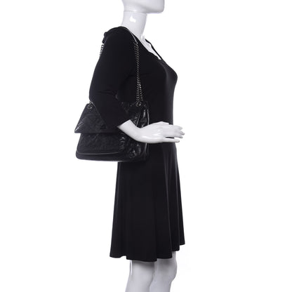 Saint Laurent Crinkled Calfskin Matelasse Monogram Medium Niki Chain Satchel Black 2 of 11