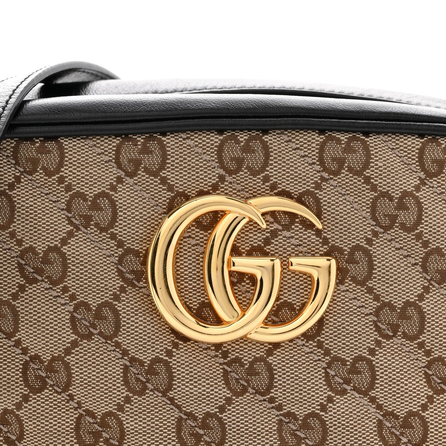 Monogram Matelasse Diagonal Small GG Marmont Chain Shoulder Bag Beige Black