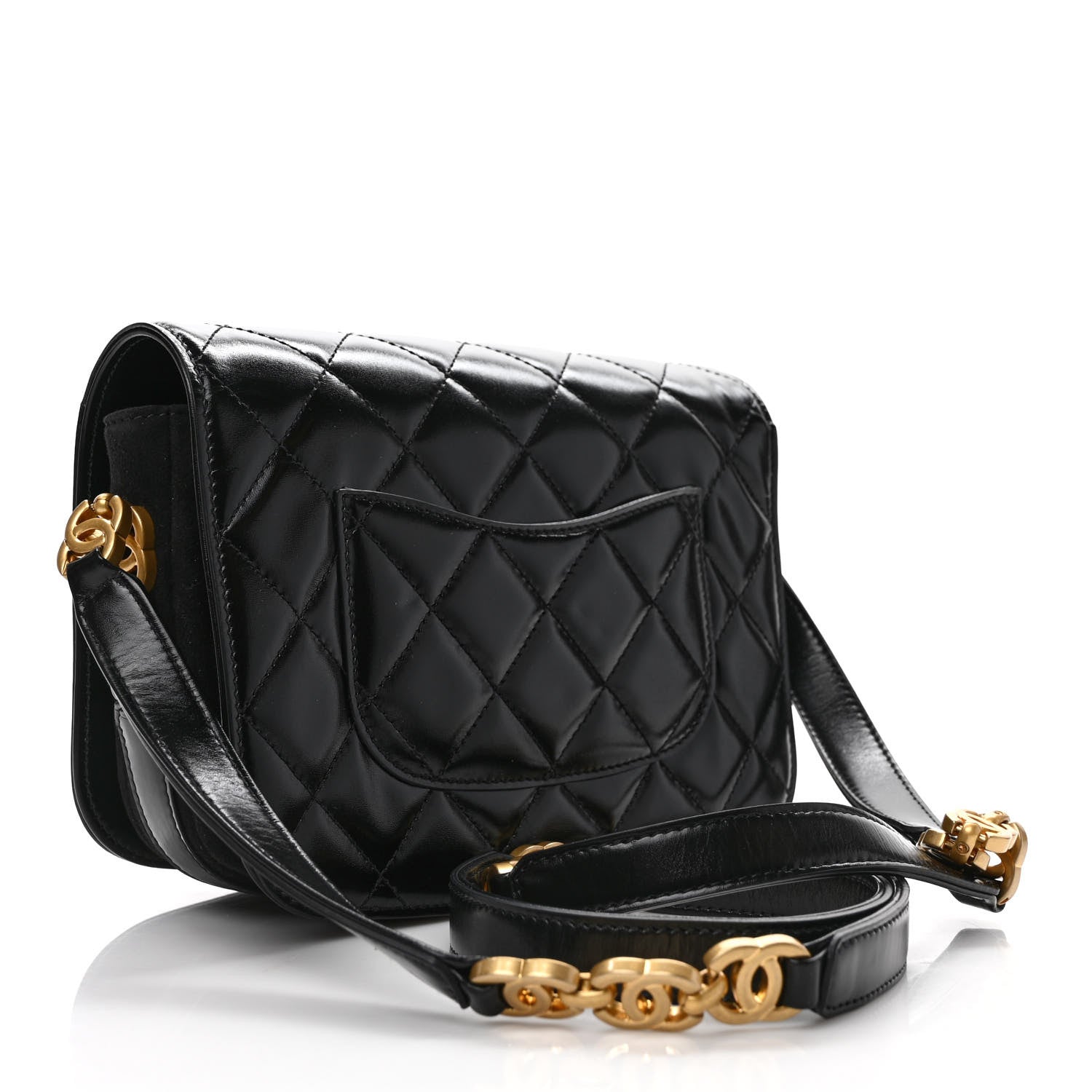 Chanel Shiny Calfskin Quilted Suede Goatskin Messenger Black 3 of 10