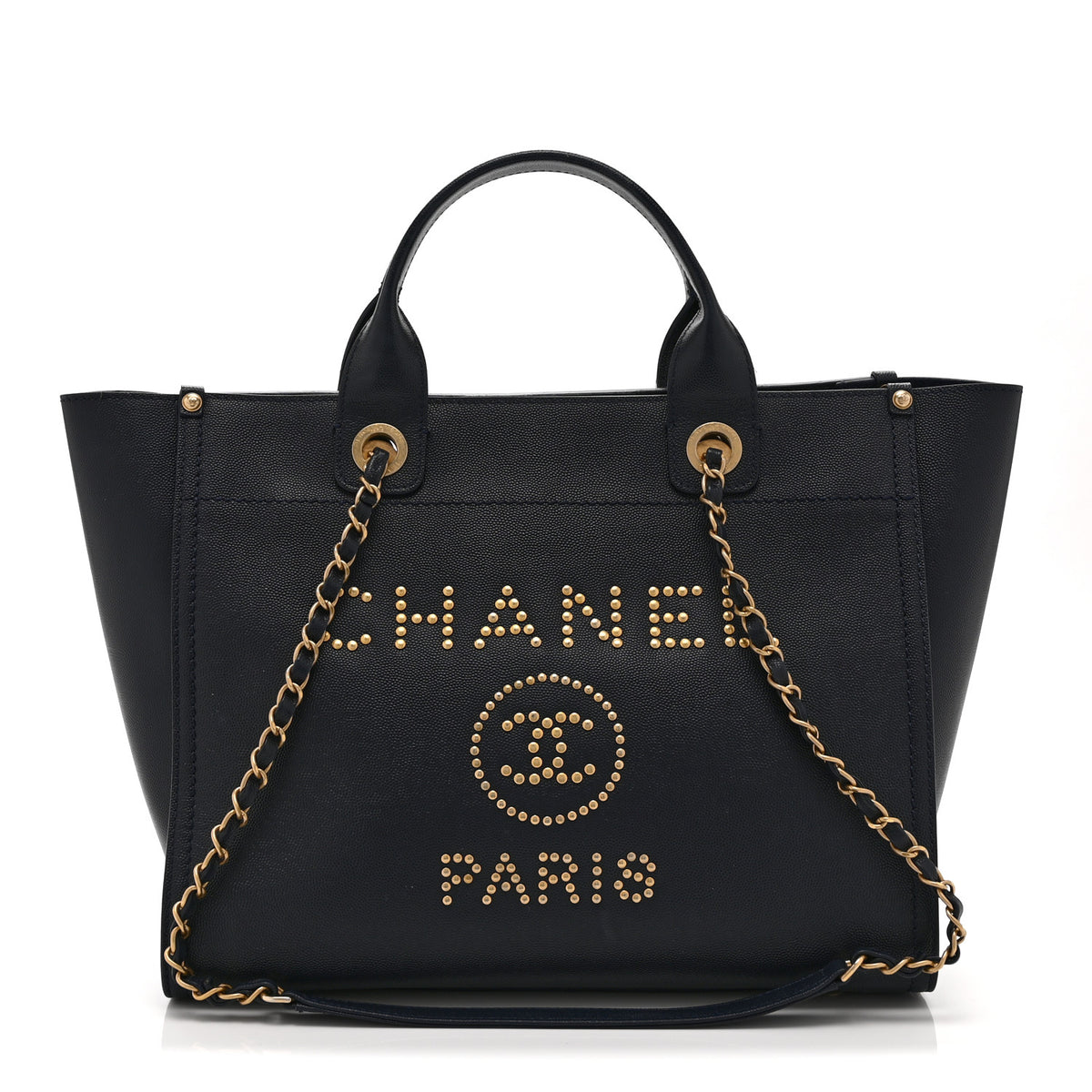 Caviar Small Studded Deauville Tote Navy