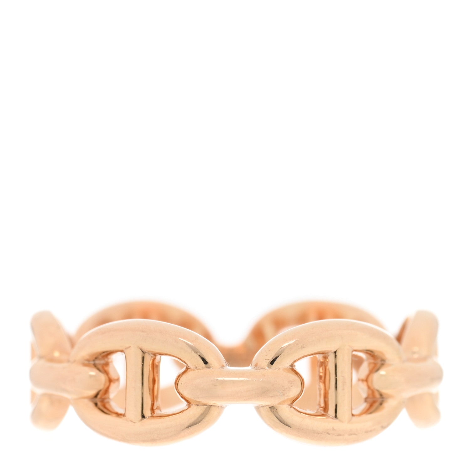 Hermes 18K Rose Gold PM Chaine d'Ancre Enchainee Ring 51 5.75 1 of 5